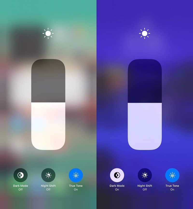 Turn on Dark mode on iPhone in the Brightness menu