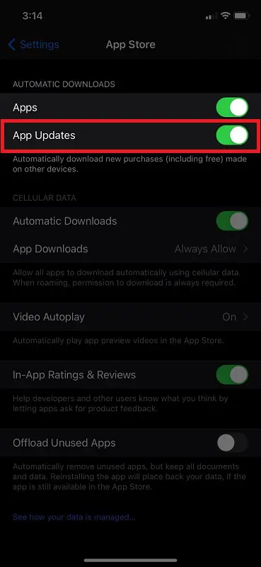 Enable App updates on iPhone