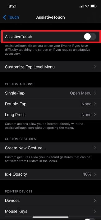 Enable AssistiveTouch on iPhone