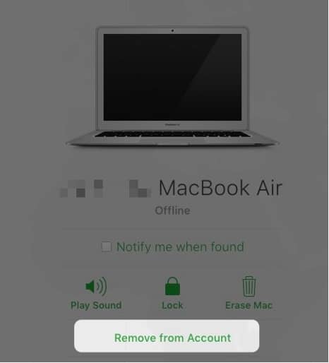 Remove from account on iCloud