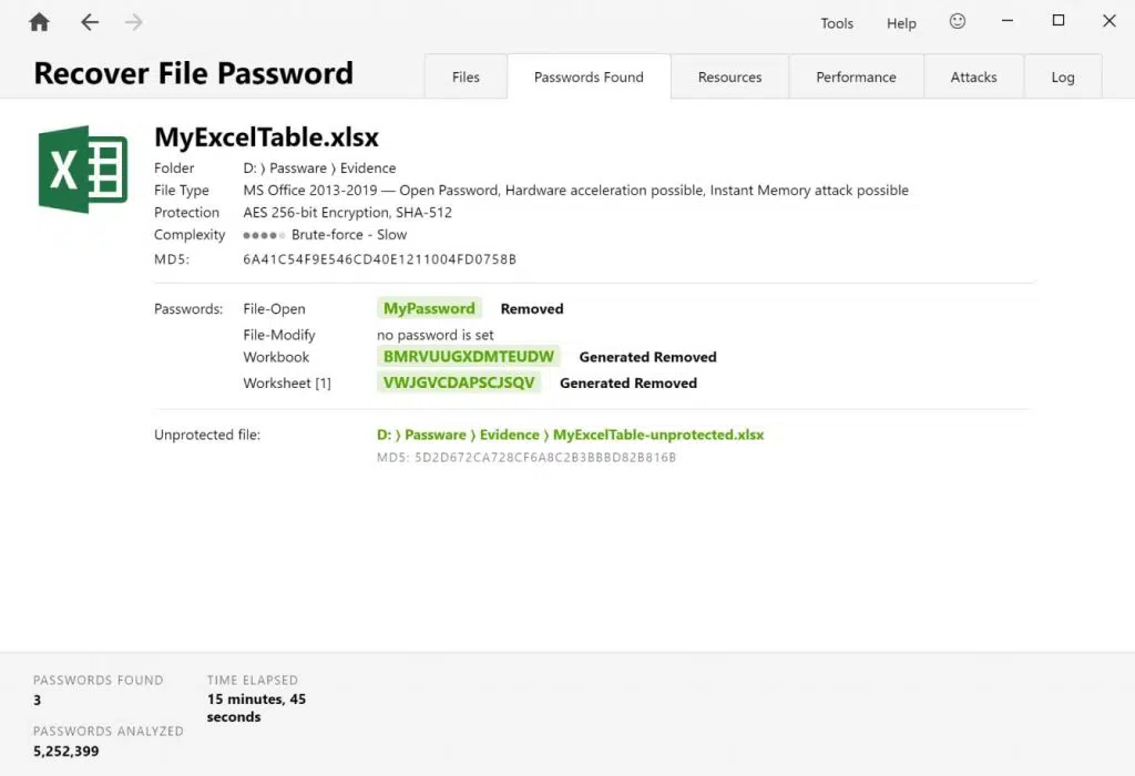 Passware Excel password recovery