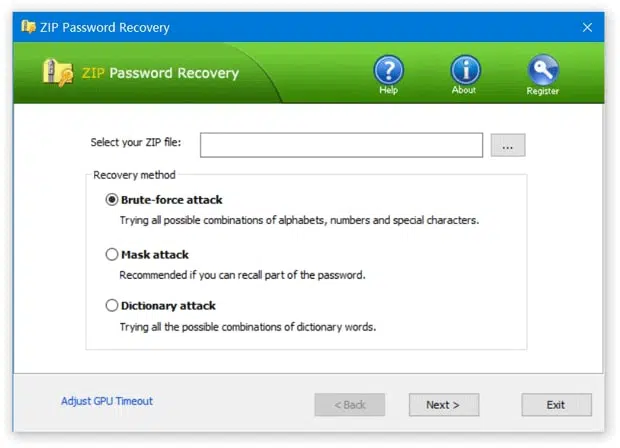 Zip Password Recovery by Top Password