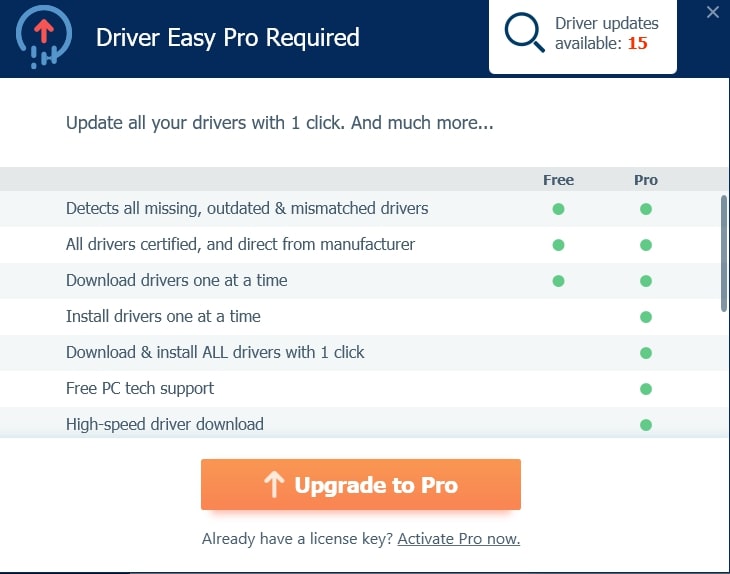 Driver Easy pro vs. Driver Easy free