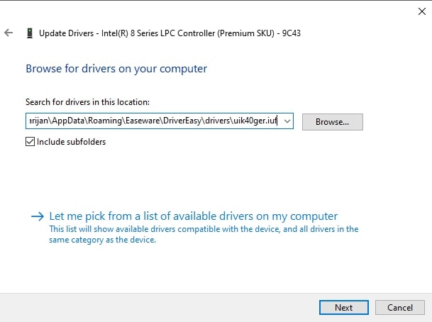 Install downloaded drivers using Windows device manager