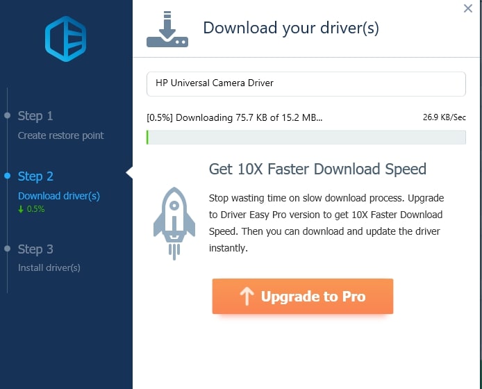 Driver Easy driver download progress