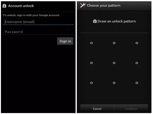 LG Device Forget Pattern Screenshot showcasing the options to unlock LG screen 