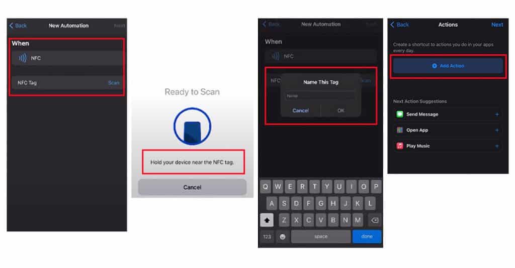Create iPhone NFC tag reader-enabled shortcut