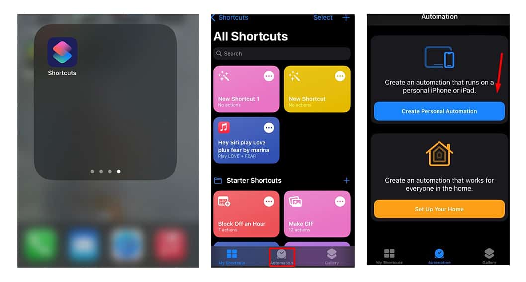 create shortcut on iPhone