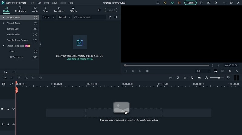 Filmora video editing interface