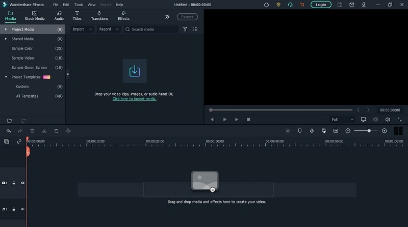 Filmora video editing interface