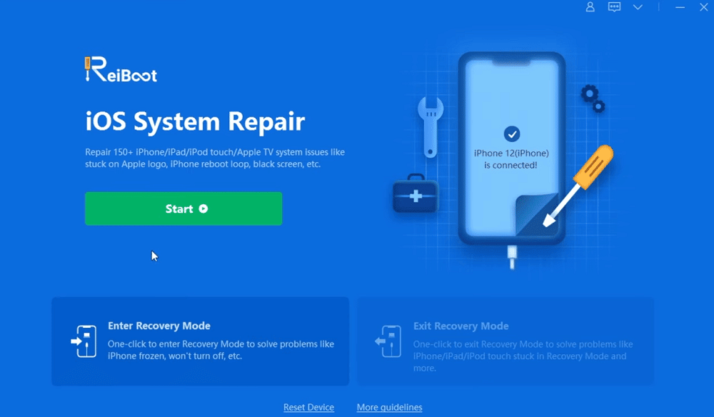 Click Start to fix Safari issue on ReiBoot