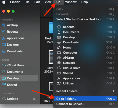 Select Go to Folder on Mac