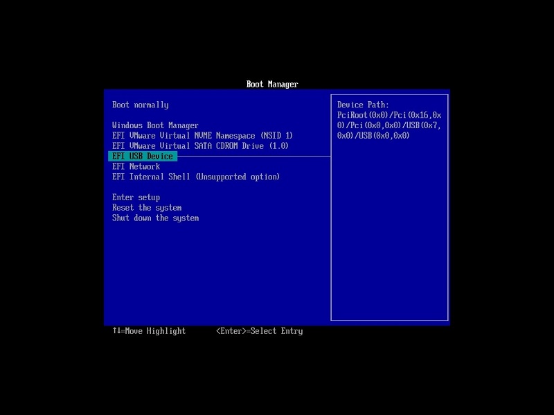 Installation disk boot menu