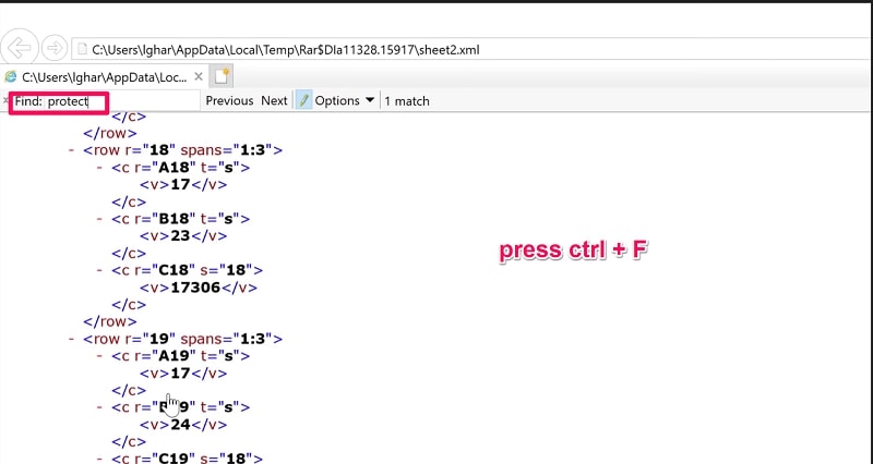 Search protect in sheet.xml
