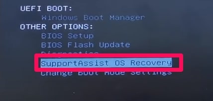 Select supportassist os recovery