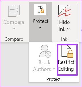 Restrict editing in word