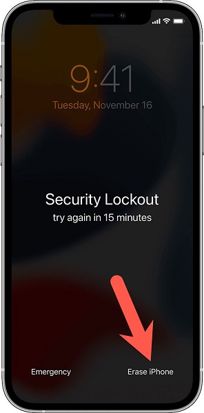 Erase iPhone button on lock screen