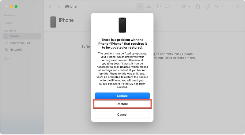 update or restore the iphone