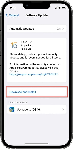 iPhone Settings general software update