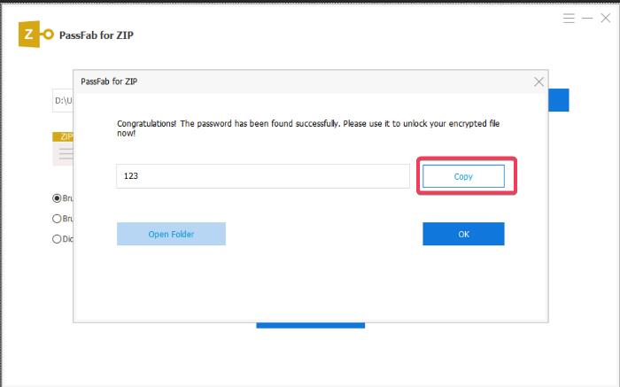 Recovered password with ZIP password recovery