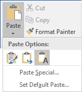screenshot of paste option in the clipboard to avoid changes to the inserted date in Word