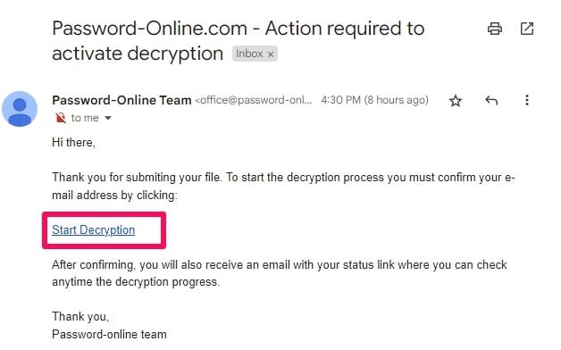 start decryption on password online recovery