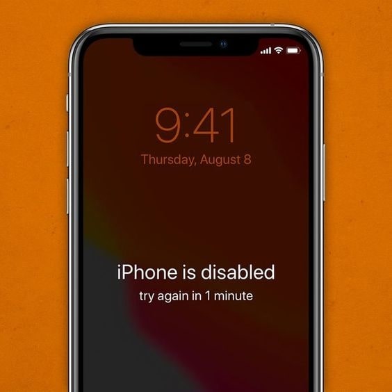 iPhone is disabled try again in 1 minute alert on lock screen