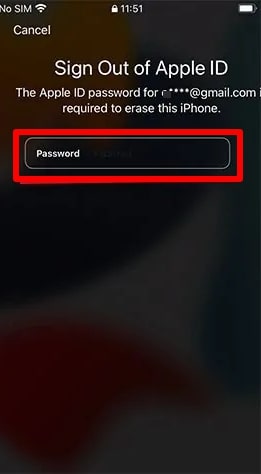 Enter your password to sign out of Apple ID