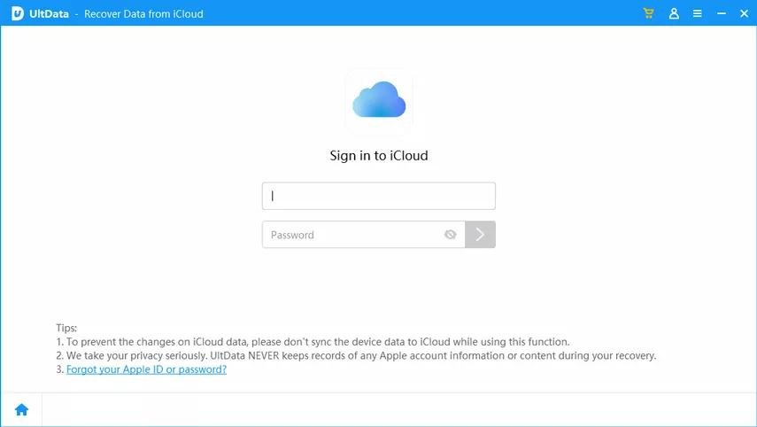iPhone data recovery sign in to iCloud