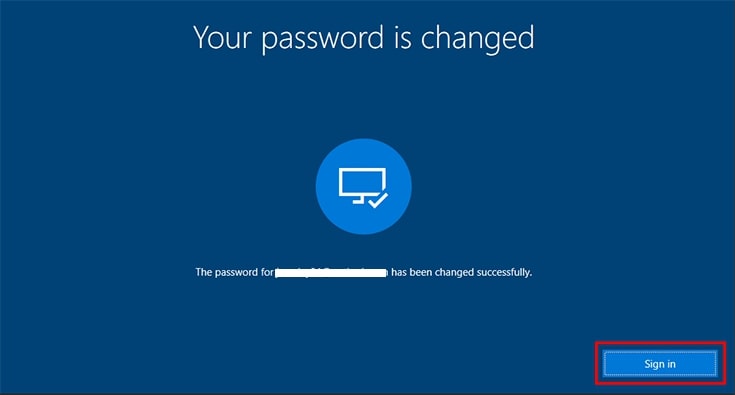Microsoft account password changed