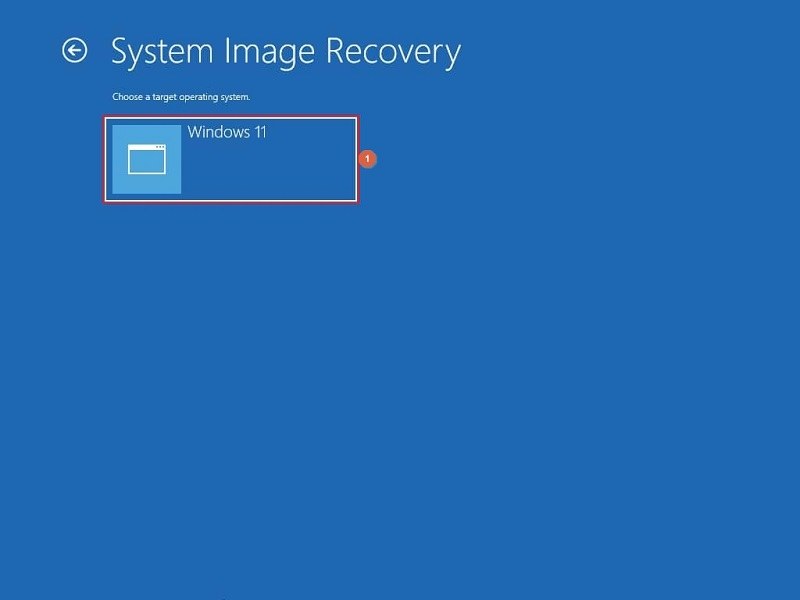 System Image Recovery choose system