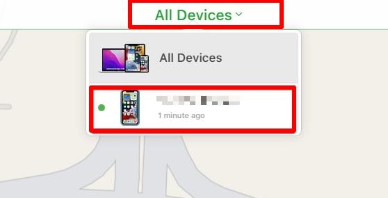 Select the iPhone from all devices