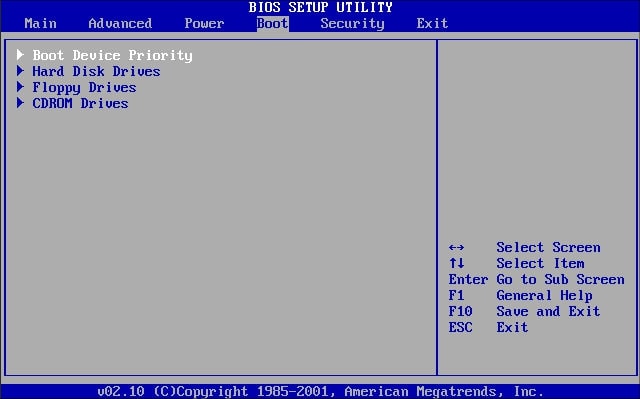 BIOS Setup Utility Screen