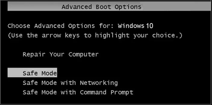 Enable Safe Mode with Command Prompt through BIOS