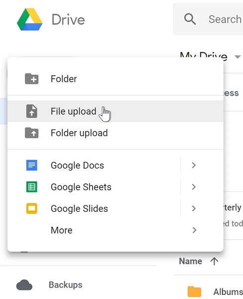 File upload Google Drive
