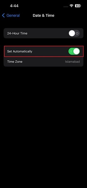 enable set automatically option onn iPhone