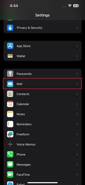 access the mail settings on iPhone