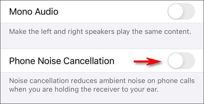 Phone Noise Cancellation option to fix the iPhone volume too low issue on iPhone