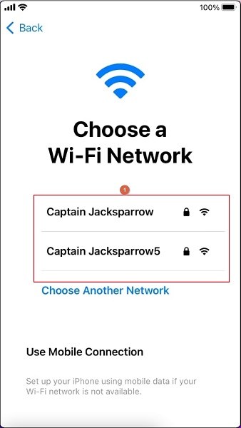 choose a wi-fi network on iPhone
