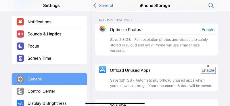 Offload Unused Apps on iPhone