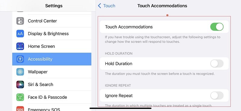 Touch Accommodations on iPhone