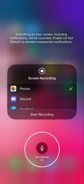 Screen Recorder Microphone on iPhone