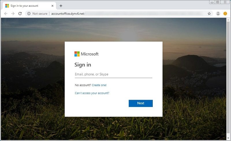 Microsoft account sign-in page