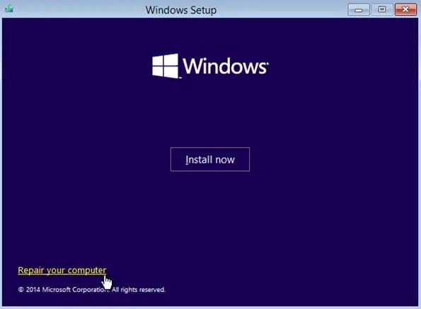 Repair your computer in Windows setup