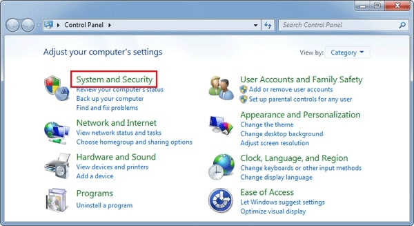 System and Security on Windows 7