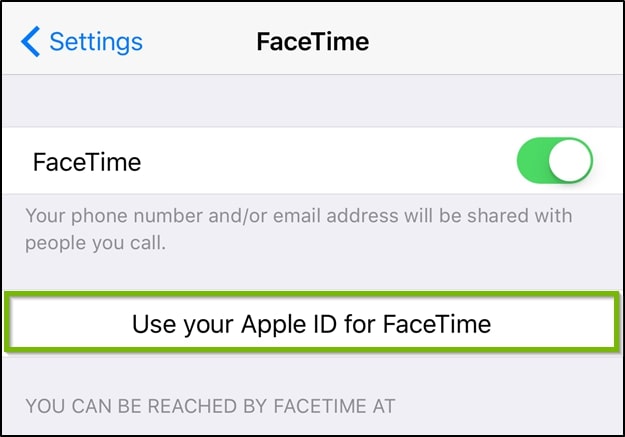 Use Apple ID for FaceTime