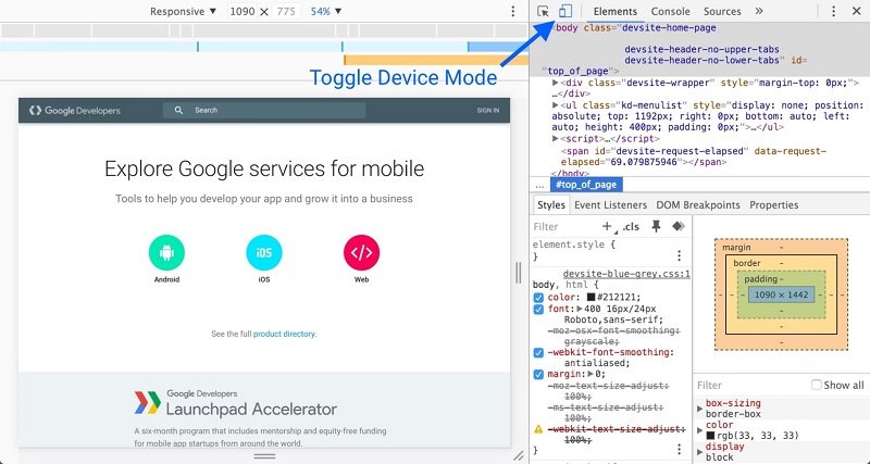Toggle Device Toolbar button in Chrome's Developer Tools