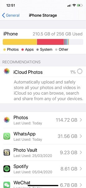 iCloud photo upload process stuck at 1%