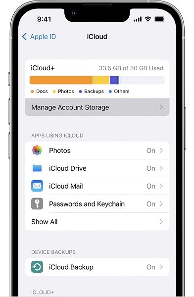 check iCloud storage on iPhone