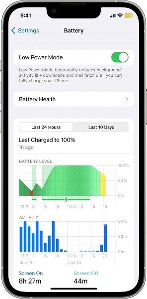 turn off Low Power Mode on an iPhone